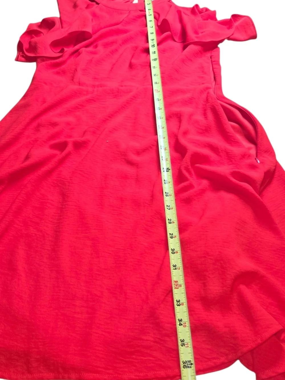 Charlie Paige Coral-Red Ruffle Halter Midi Dress